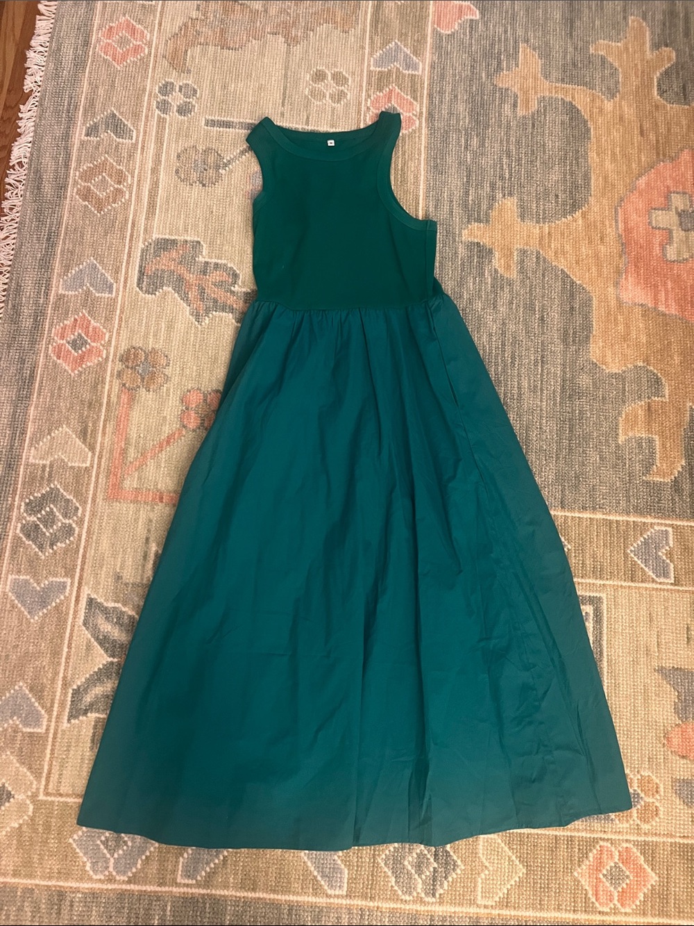 Women’s Emerald Green Mixed Media Maxi Dress - Size Medium